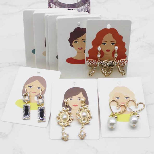 6*9cm 50pc beauty head jewelry package card paper necklace earring